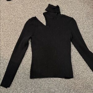 Astr Black Asymmetrical Turtleneck Sweater